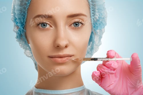 Preview: Aesthetic Medicine, Cosmetology. Close Up Isolated Portrait Of Young Beautiful Caucasian Woman With