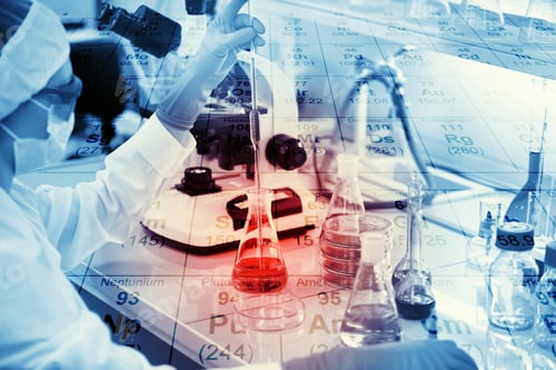 Preview: Science, Chemistry, Technology, Biology And People Concept - Young Female Scientist Mixing Reagents