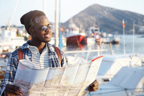Preview: People, Lifestyle, Travel And Tourism Concept. Handsome Fashionable Young African American Male