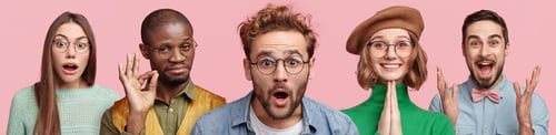 Preview: Horizontal Shot Of People From Different Races, Being Emotional, Express Various Feelings And
