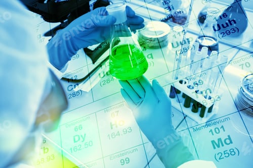 Preview: Doctor Holding A Test Tube, A Flask With Liquid In Special Laboratory Preparing For Experiments And
