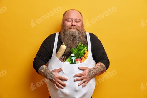 Preview: Pleased Fatso Keeps Hands On Stomach, Buys Junk Food From Supermarket, Eats Unhealthy Products