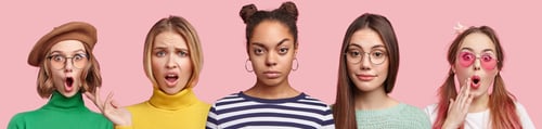 Vista previa: Portrait Of Mixed Race Female Students Expresses Great Surprisment And Bewildermnet, Being