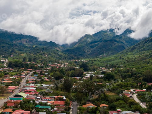 Preview: Beautiful Aerial View Of The Beautiful Town Of Santa Maria De Dota In Costa Rica -Town In Valley