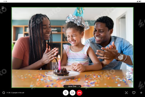 Preview: Family Celebrating Birthday On A Video Call.