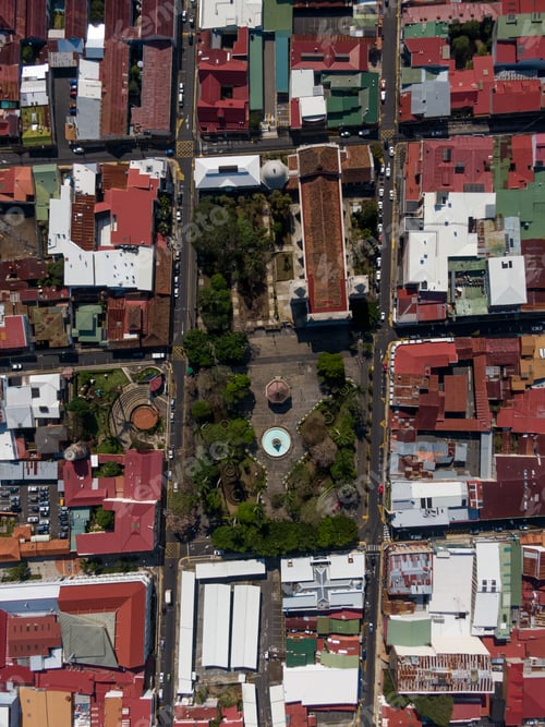 Preview: Beautiful Aerial View Of The Empty Streets Of Heredia - Costa Rica Due To The Corona Virus