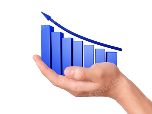Preview: Business Hands Holding Graph On White Background