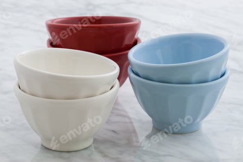 Preview: Gorgeous Cafe Au Lait Bowls On Top Of Carrara Marble Countertop