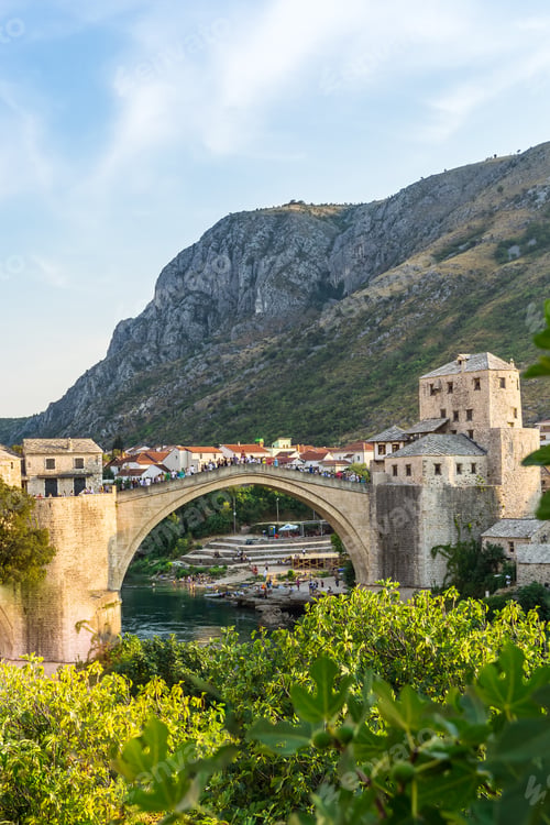 Preview: Mostar, Bosnia And Herzegovina. View Of The City And The Old Bridge.