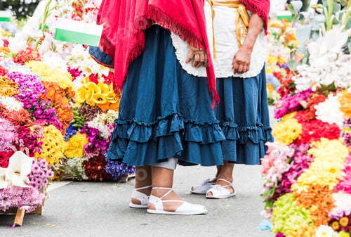 Preview: Detail Of The Dress Of The Peasants In The Parade Of Silleteros, Flower Fair