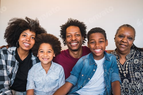 Preview: Smiling Family Gathered Together for a Group Portrait