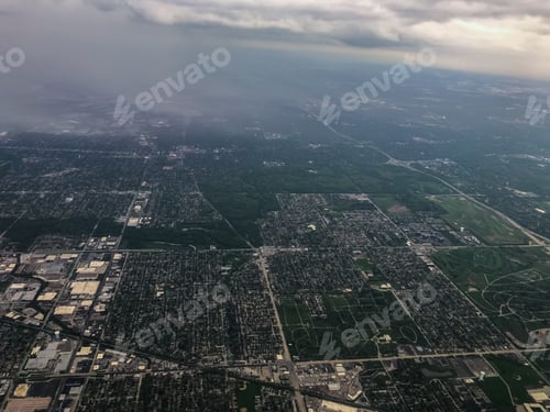 Preview: Beautiful Aerial View Of The Chicago Suburbs Seen From The Airplane