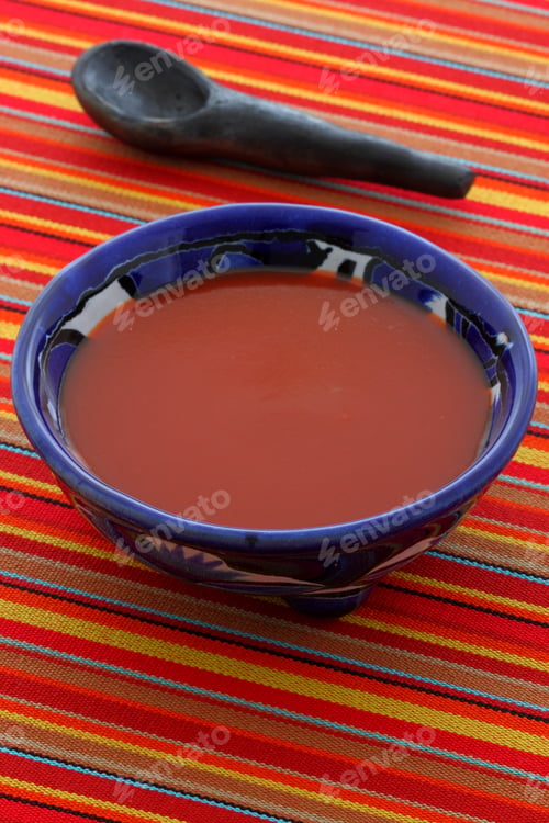 Preview: Artisan Mexican Hot Salsa On Vintage Talavera Bowl, With A Delicious Fresh Hot Flavor, Perfect For