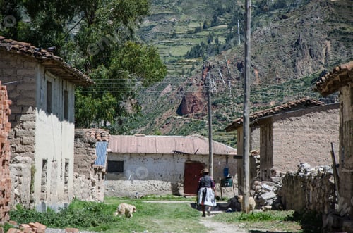 Preview: Elderly Woman Of The Andes Walking On The Ground