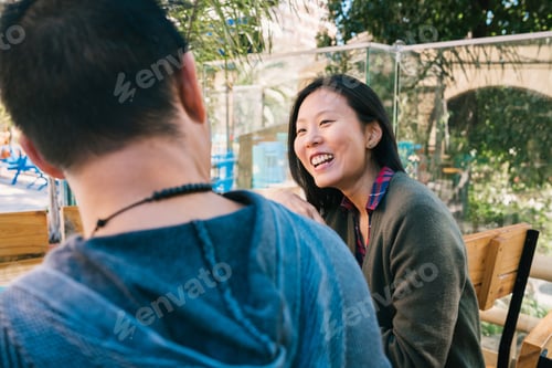 Preview: Portrait Of Young Asian Couple Enjoying A Date And Spending Good Time Together Love Concept.