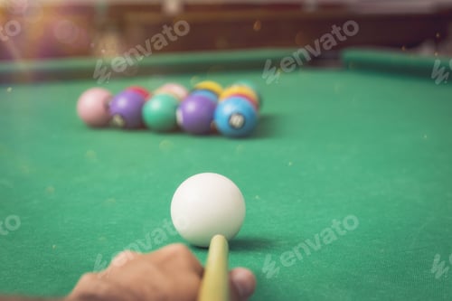 Preview: Man Playing Billiards In A Pool Table.
