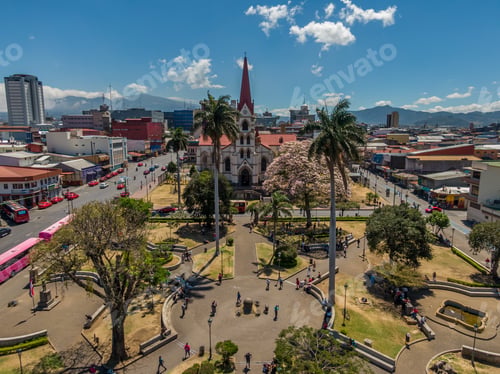 Preview: Beautiful Aerial View Of The Main Church In San Jose Costa Rica, La Merced And The Cathedral