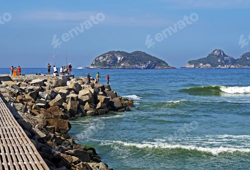 Preview: Fishermen In The Breakwater, Barra Da Tijuca, Rio