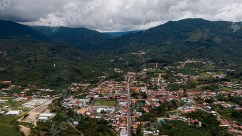 Preview: Beautiful Aerial View Of The Beautiful Town Of Santa Maria De Dota In Costa Rica -Town In Valley