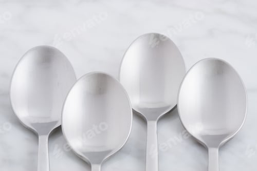Preview: Silver Spoon Set Styled On Antique Carrara Marble