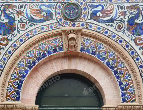 Preview: Decorative Details Of Palace Velasquez In Retiro Park. Madrid, Spain.