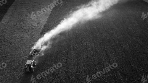 Preview: Tractor Plowing The Field, Pampas Countryside, La Pampa, Argentina.