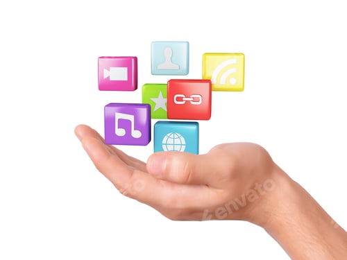 Preview: Hand With Application Software Icons.