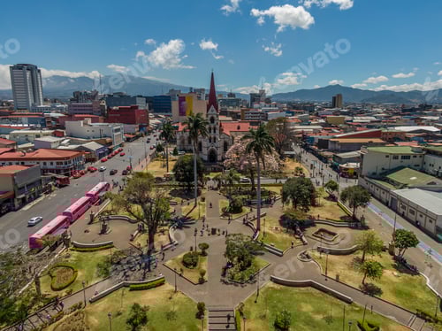 Preview: Beautiful Aerial View Of The Main Church In San Jose Costa Rica, La Merced And The Cathedral
