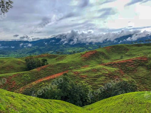 Preview: Beautiful Aerial View Of The Green Fields And Mountains Of Costa Rica