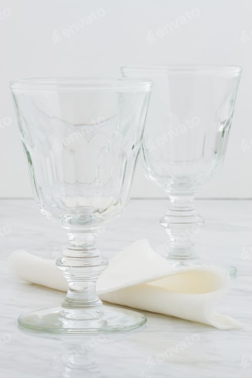 Preview: Elegant Stemware with Linen on Marble Surface