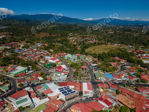 Preview: Beautiful Aerial View Of The Church, Park And Town Of Sarchi - Costa Rica