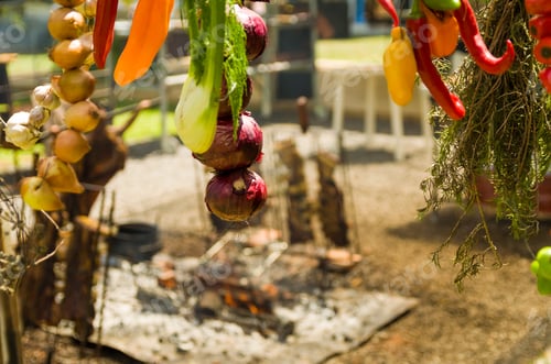 Preview: Meat And Vegetable Exhibition On A Barbecue Known As Parrilla. Typical Barbecue From The South Of
