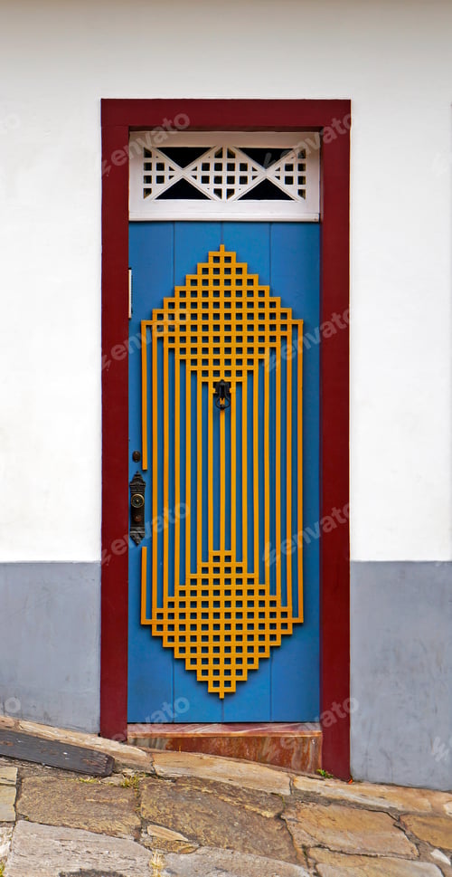 Preview: House Door Ornament In Historical City Of Ouro Preto, Brazil