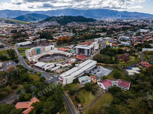 Preview: Beautiful Aerial View Of A Open Shopping Mall And Parking Lot