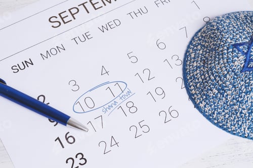 Preview: Calendar With Kippah. Rosh Hashana, Jewish New Year Concept.