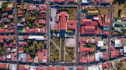 Preview: Aerial View Of The Church And Park Of Zarcero, In Costa Rica