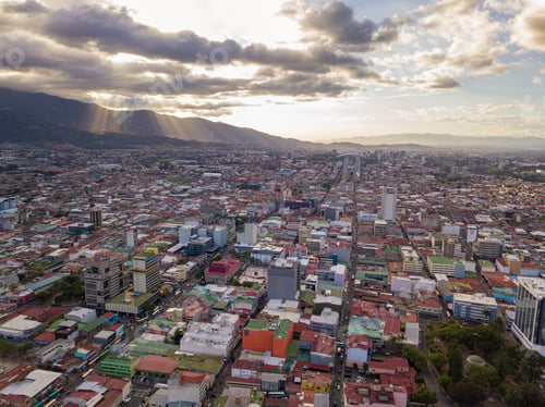 Preview: Beautiful Aerial View Of A Sunset In The City Of San Jose Costa Rica