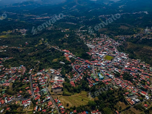 Preview: Beautiful Aerial View Of The Church, Park And Town Of Sarchi - Costa Rica