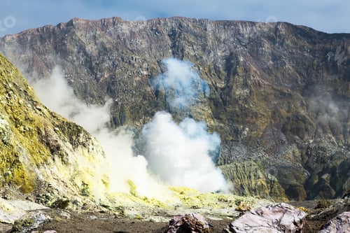 Preview: Active Volcano At White Island New Zealand. Volcanic Sulfur Crater Lake