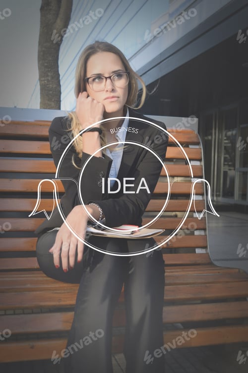 Preview: Young Business Woman With Idea Text. Business Success Concept