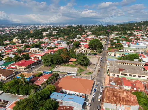 Preview: Beautiful Aerial View Of The Church And Park Of Escazu