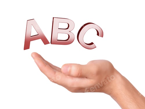 Preview: Hand Holding Letters Abc Symbol On White Background