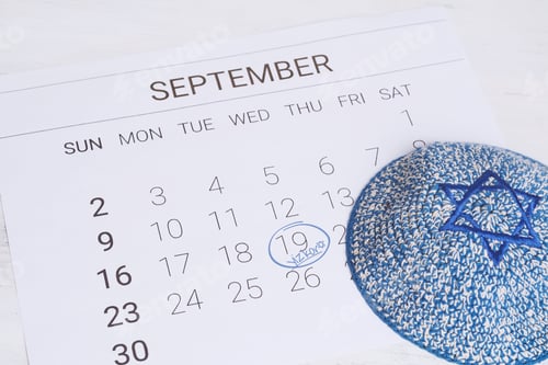 Preview: Calendar With Kippah. Yom Kippur Concept.