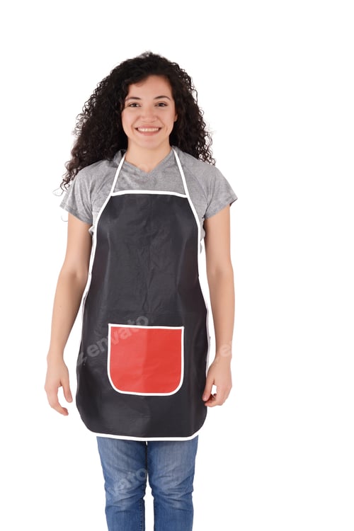 Preview: Portrait Of Young Beautiful Woman Cooking. Isolated White Background.