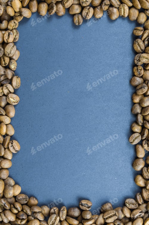 Preview: Roasted Coffee Beans Frame Blue Surface