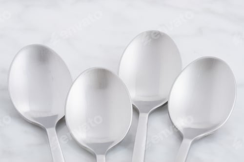 Preview: Silver Spoon Set Styled On Antique Carrara Marble