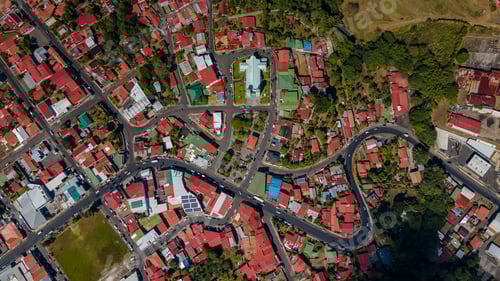 Preview: Beautiful Aerial View Of The Church, Park And Town Of Sarchi - Costa Rica