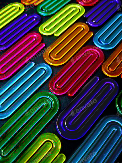 Vista previa: Clips de papel acrílico sobre fondo negro