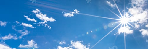 Preview: Transparent Bright Sun Isolated On A Blue Background. The Real Effect Of Transparency. Concept Is