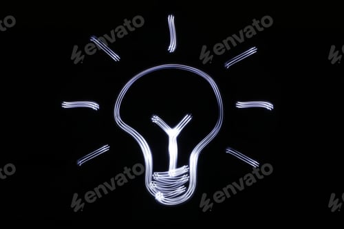 Preview: Photograph Of A Light Bulb Drawing Made With Long Exposure Light Effect